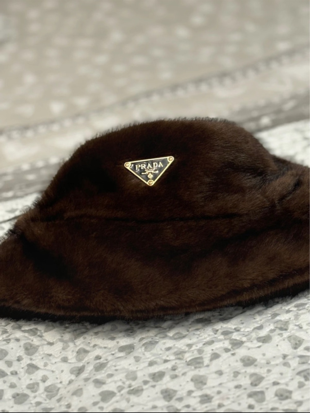 Prada Brown (synthetic) Faux Fur Bucket Hat - one size - new - no tags - Picture 2 of 16